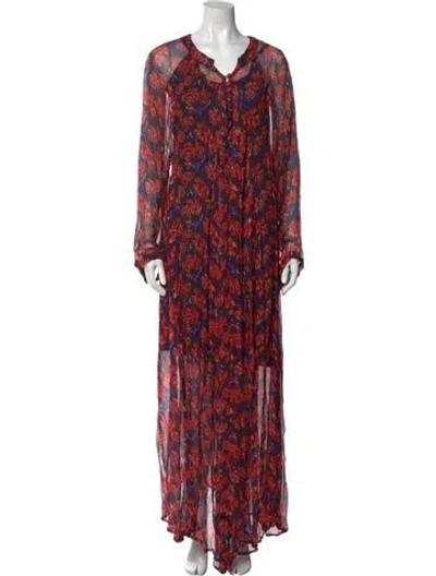 Pre-owned Natalie Martin Floral Print Long Dress W/ Tags In Multi