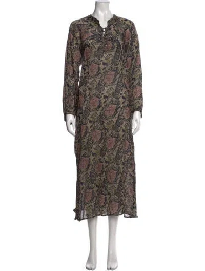 Pre-owned Natalie Martin Floral Print Long Dress W/ Tags In Multicolor