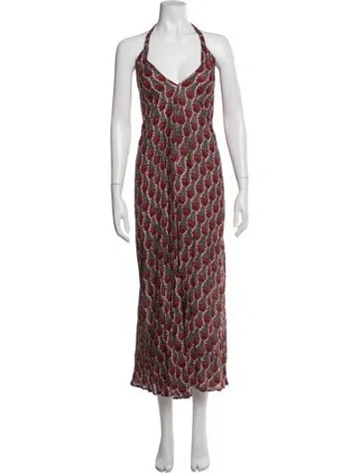 Pre-owned Natalie Martin Floral Print Long Dress W/ Tags In Pink