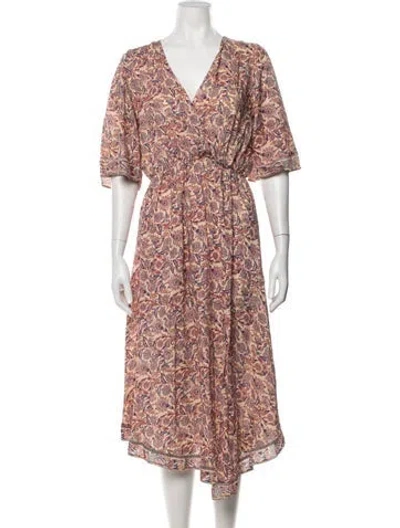 Pre-owned Natalie Martin Floral Print Long Dress W/ Tags In Red