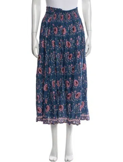 Pre-owned Natalie Martin Floral Print Long Skirt In Blue