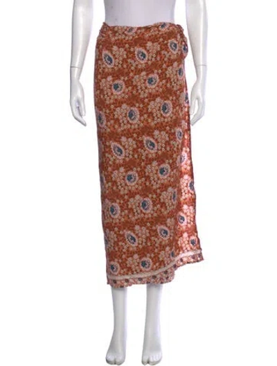 Pre-owned Natalie Martin Floral Print Long Skirt In Brown