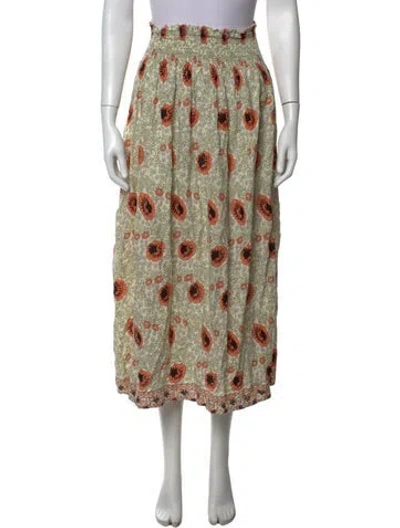 Pre-owned Natalie Martin Floral Print Long Skirt In Neutrals