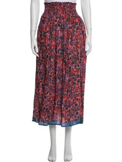 Pre-owned Natalie Martin Floral Print Long Skirt W/ Tags In Red