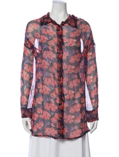 Pre-owned Natalie Martin Floral Print Long Sleeve Blouse In Multi