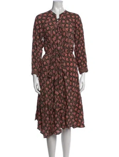 Pre-owned Natalie Martin Floral Print Midi Length Dress In Black