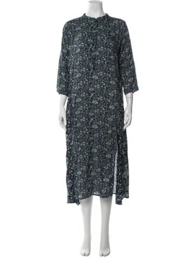 Pre-owned Natalie Martin Floral Print Midi Length Dress In Blue