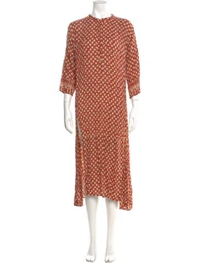 Pre-owned Natalie Martin Floral Print Midi Length Dress In Brown