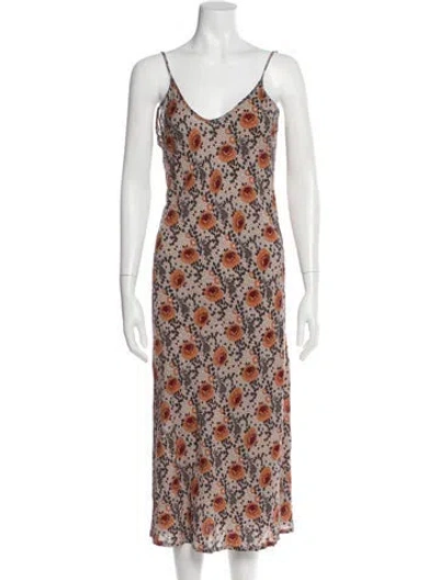 Pre-owned Natalie Martin Floral Print Midi Length Dress In Multi