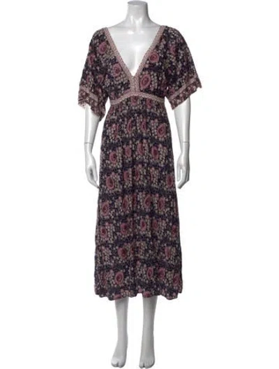 Pre-owned Natalie Martin Floral Print Midi Length Dress In Multi