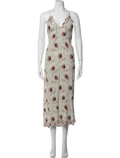 Pre-owned Natalie Martin Floral Print Midi Length Dress In Multi