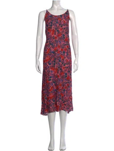 Pre-owned Natalie Martin Floral Print Midi Length Dress In Multicolor