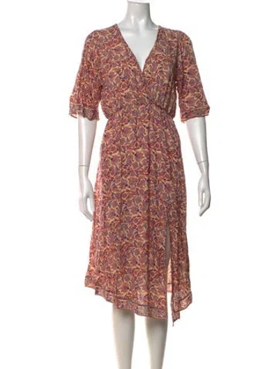 Pre-owned Natalie Martin Floral Print Midi Length Dress In Neutral