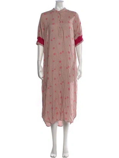Pre-owned Natalie Martin Floral Print Midi Length Dress In Pink