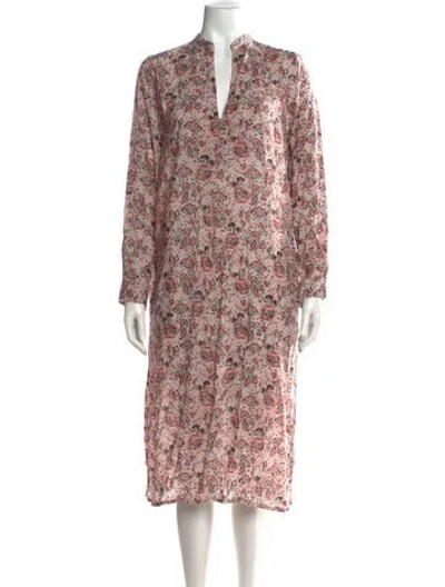 Pre-owned Natalie Martin Floral Print Midi Length Dress W/ Tags In Pink/purple