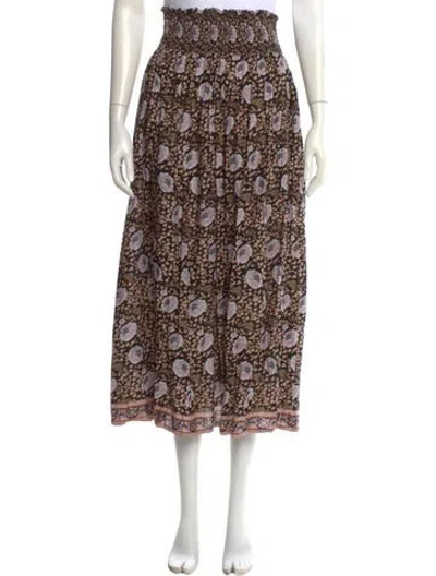 Pre-owned Natalie Martin Floral Print Midi Length Skirt In Black
