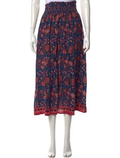Pre-owned Natalie Martin Floral Print Midi Length Skirt In Blue