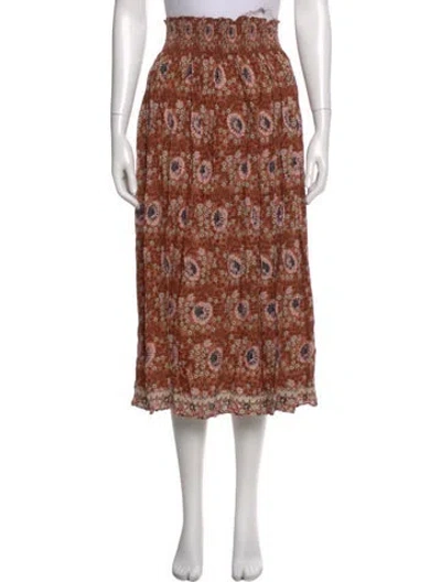 Pre-owned Natalie Martin Floral Print Midi Length Skirt In Brown