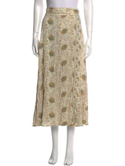 Pre-owned Natalie Martin Floral Print Midi Length Skirt In Neutral