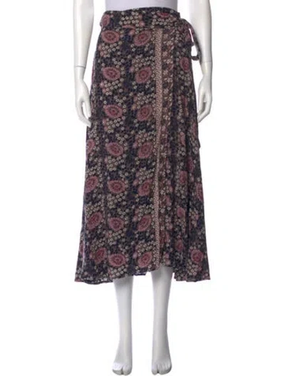 Pre-owned Natalie Martin Floral Print Midi Length Skirt In Purple