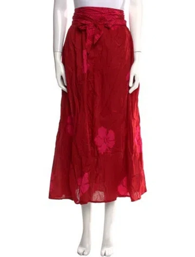 Pre-owned Natalie Martin Floral Print Midi Length Skirt In Red