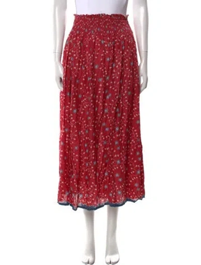 Pre-owned Natalie Martin Floral Print Midi Length Skirt In Red