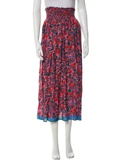 Pre-owned Natalie Martin Floral Print Midi Length Skirt W/ Tags In Pink