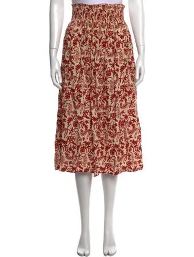 Pre-owned Natalie Martin Floral Print Midi Length Skirt In White