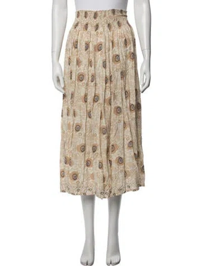 Pre-owned Natalie Martin Floral Print Midi Length Skirt In Yellow