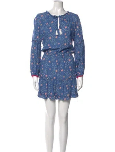 Pre-owned Natalie Martin Floral Print Mini Dress In Blue