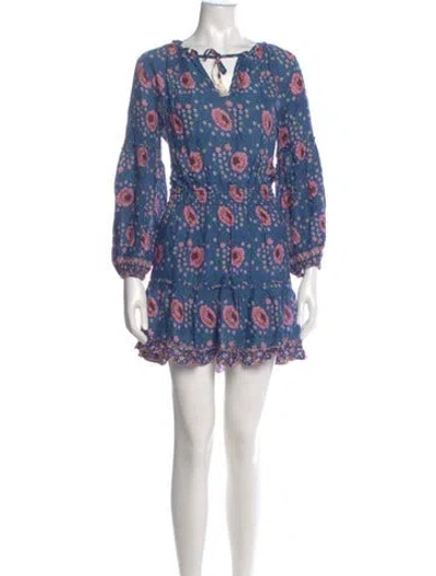 Pre-owned Natalie Martin Floral Print Mini Dress In Blue