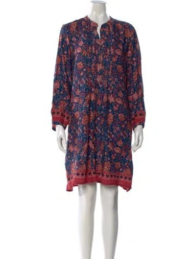 Pre-owned Natalie Martin Floral Print Mini Dress In Blue