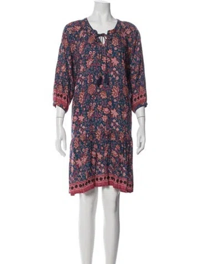 Pre-owned Natalie Martin Floral Print Mini Dress In Blue