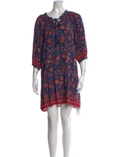 Pre-owned Natalie Martin Floral Print Mini Dress In Blue