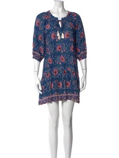Pre-owned Natalie Martin Floral Print Mini Dress In Blue