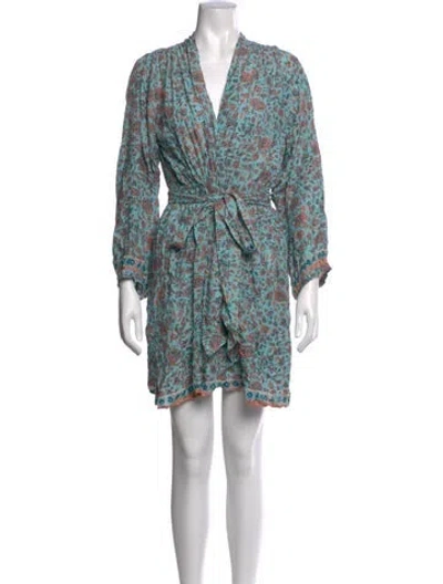 Pre-owned Natalie Martin Floral Print Mini Dress In Blue