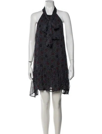 Pre-owned Natalie Martin Floral Print Mini Dress In Blue