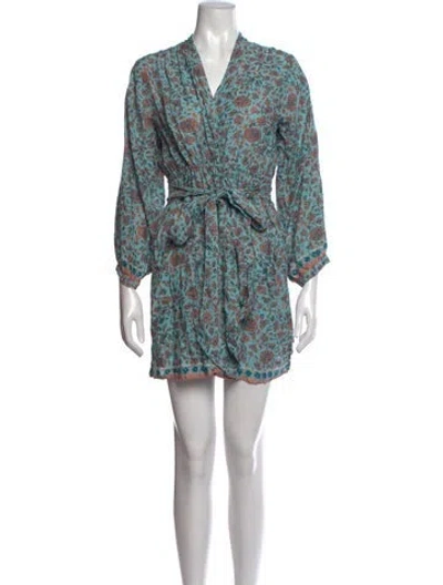Pre-owned Natalie Martin Floral Print Mini Dress In Blue