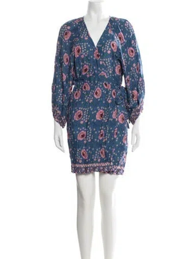 Pre-owned Natalie Martin Floral Print Mini Dress In Blue
