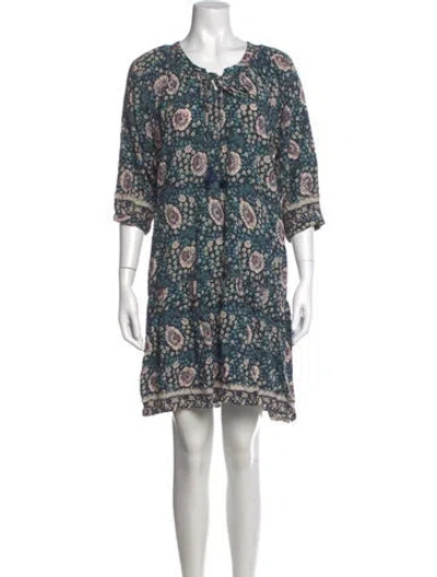 Pre-owned Natalie Martin Floral Print Mini Dress In Blue