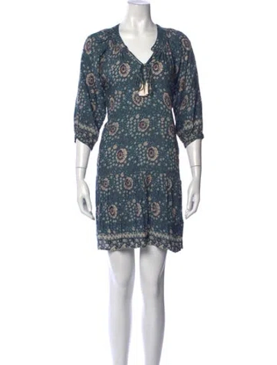 Pre-owned Natalie Martin Floral Print Mini Dress In Blue