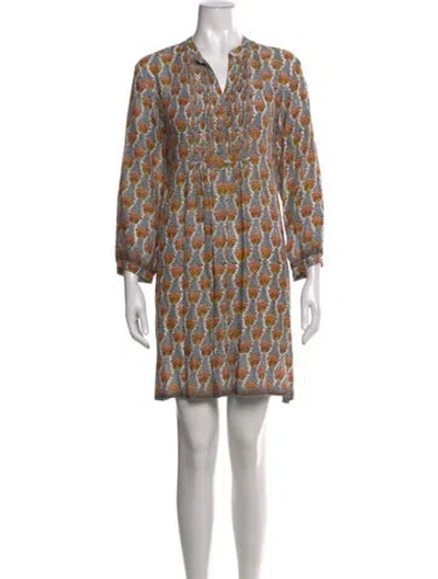 Pre-owned Natalie Martin Floral Print Mini Dress In Blue/yellow