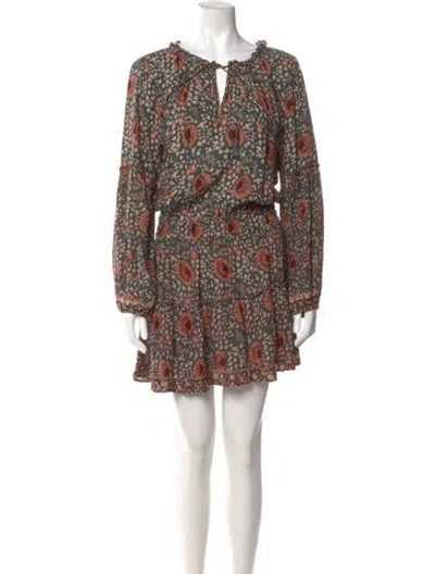 Pre-owned Natalie Martin Floral Print Mini Dress In Green