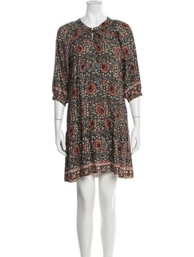 Pre-owned Natalie Martin Floral Print Mini Dress In Green