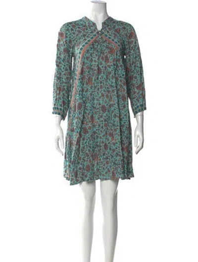 Pre-owned Natalie Martin Floral Print Mini Dress In Green