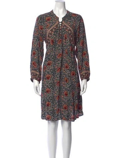 Pre-owned Natalie Martin Floral Print Mini Dress In Green