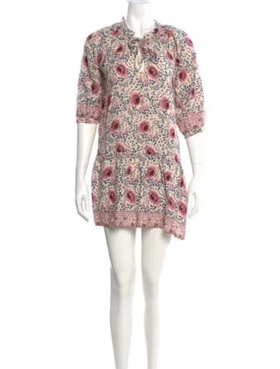 Pre-owned Natalie Martin Floral Print Mini Dress In Neutral