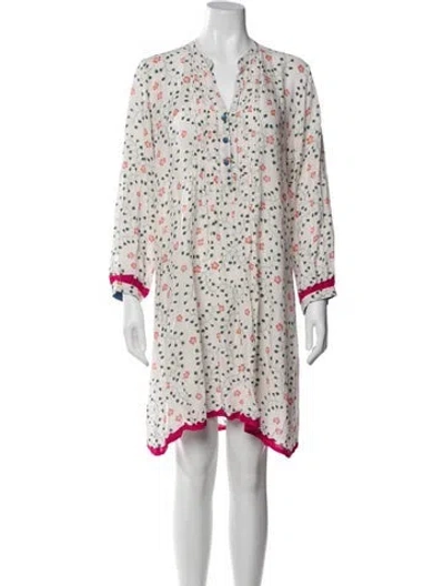 Pre-owned Natalie Martin Floral Print Mini Dress In Neutral