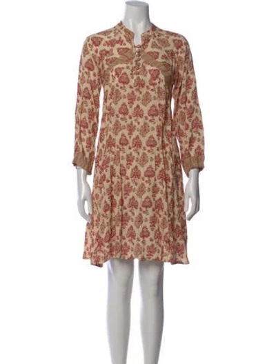 Pre-owned Natalie Martin Floral Print Mini Dress In Neutral