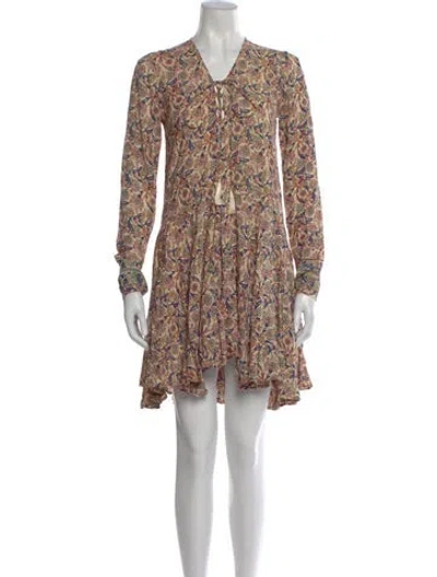 Pre-owned Natalie Martin Floral Print Mini Dress In Neutral